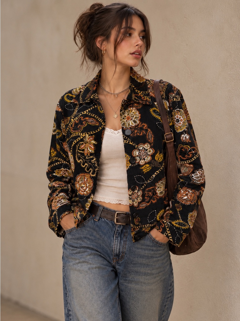 Randi M RARE Velvet Embroidered Jacket – Statement Floral Tapestry Festival 6/M